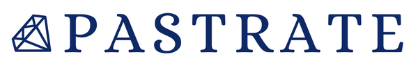 PASTRATE logo in blue text with a diamond icon on a white background